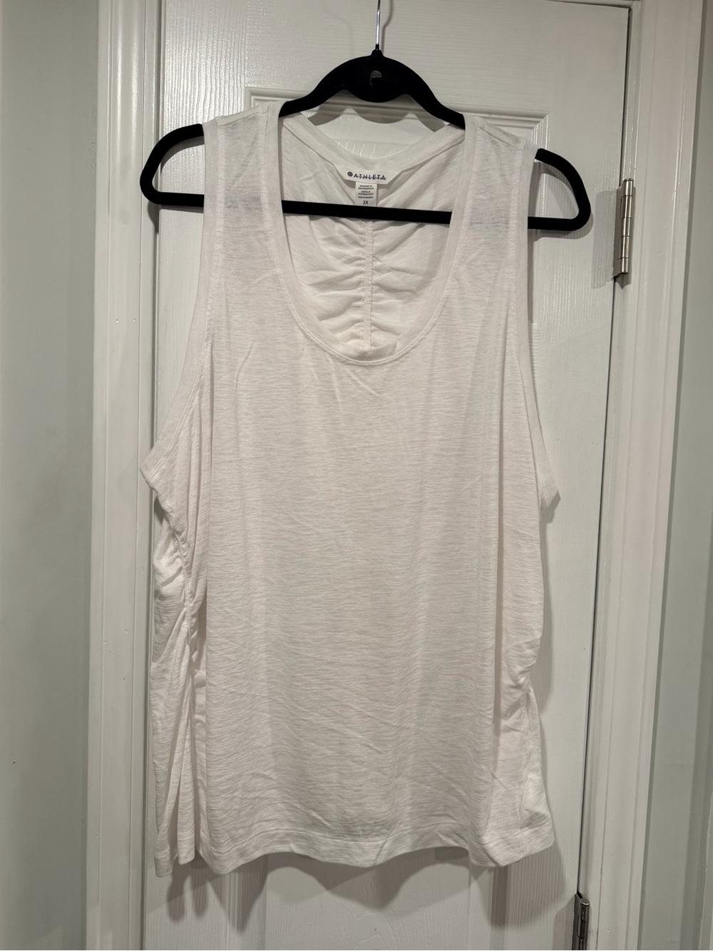 NWOT Athleta Size 2X White Ruched Side & Back Tank Top Sleeveless Modal Blend